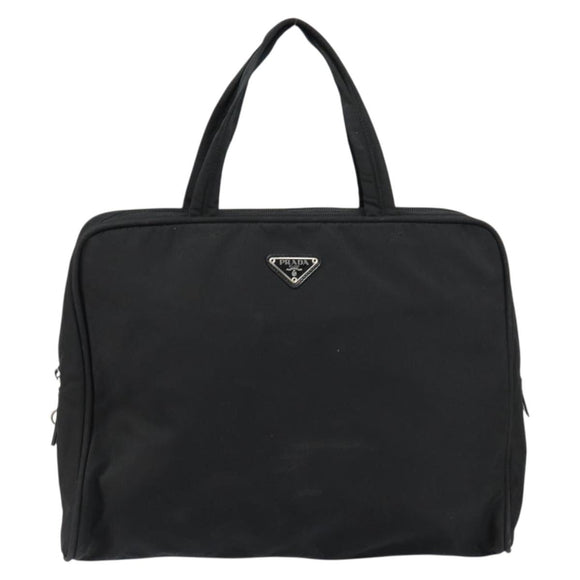 PRADA Tote Bag Nylon Black Silver Auth bs29773