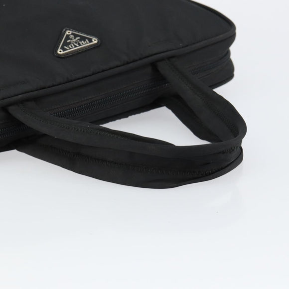 PRADA Tote Bag Nylon Black Silver Auth bs29773