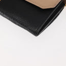 Miu Miu Chain Wallet Leather Beige Black gold Auth bs29776-15
