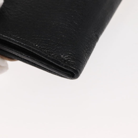 Miu Miu Chain Wallet Leather Beige Black gold Auth bs29776