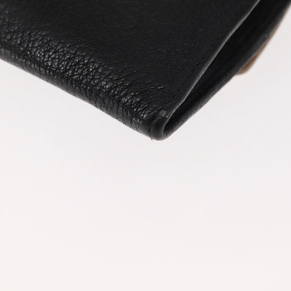 Miu Miu Chain Wallet Leather Beige Black gold Auth bs29776