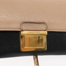 Miu Miu Chain Wallet Leather Beige Black gold Auth bs29776-18