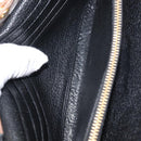 Miu Miu Chain Wallet Leather Beige Black gold Auth bs29776-10