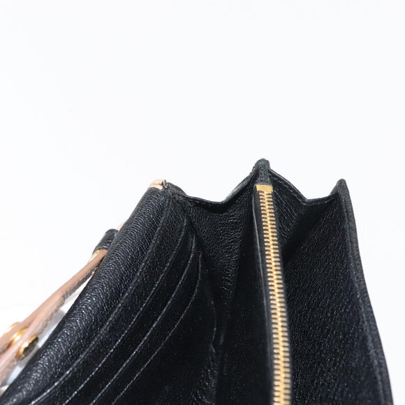 Miu Miu Chain Wallet Leather Beige Black gold Auth bs29776