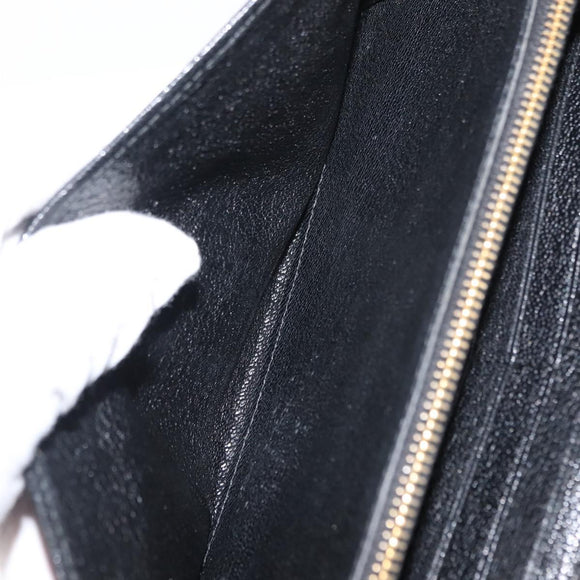 Miu Miu Chain Wallet Leather Beige Black gold Auth bs29776