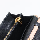 Miu Miu Chain Wallet Leather Beige Black gold Auth bs29776-22