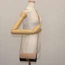 Miu Miu Chain Wallet Leather Beige Black gold Auth bs29776-23