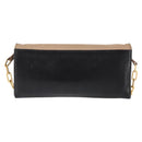 Miu Miu Chain Wallet Leather Beige Black gold Auth bs29776-2