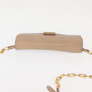 Miu Miu Chain Wallet Leather Beige Black gold Auth bs29776-6