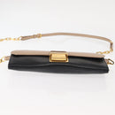Miu Miu Chain Wallet Leather Beige Black gold Auth bs29776-5