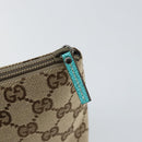 GUCCI GG Canvas Accessory Pouch Beige Turquoise Blue Silver 115238 Auth bs29778-8