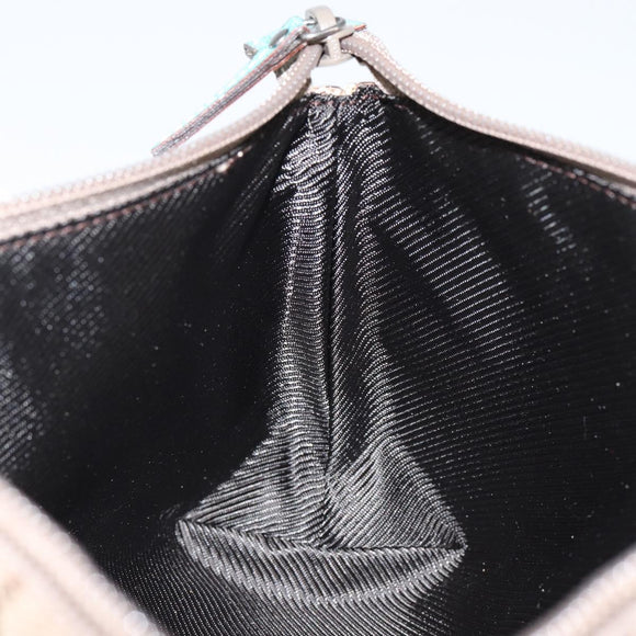 GUCCI GG Canvas Accessory Pouch Beige Turquoise Blue Silver 115238 Auth bs29778