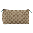 GUCCI GG Canvas Accessory Pouch Beige Turquoise Blue Silver 115238 Auth bs29778-13