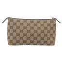 GUCCI GG Canvas Accessory Pouch Beige Turquoise Blue Silver 115238 Auth bs29778-2