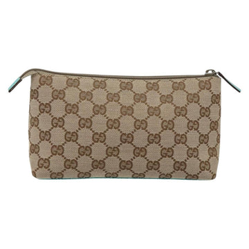 GUCCI GG Canvas Accessory Pouch Beige Turquoise Blue Silver 115238 Auth bs29778 - 0