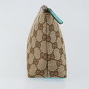 GUCCI GG Canvas Accessory Pouch Beige Turquoise Blue Silver 115238 Auth bs29778-4