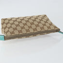 GUCCI GG Canvas Accessory Pouch Beige Turquoise Blue Silver 115238 Auth bs29778-5