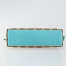 GUCCI GG Canvas Accessory Pouch Beige Turquoise Blue Silver 115238 Auth bs29778-6