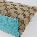 GUCCI GG Canvas Accessory Pouch Beige Turquoise Blue Silver 115238 Auth bs29778-7