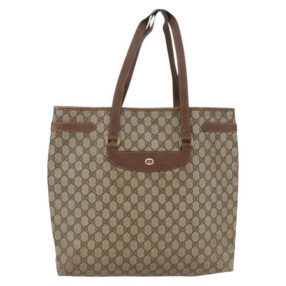GUCCI GG Supreme Tote Bag PVC Beige Brown 39 02 061 Auth bs29779