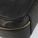 CHANEL COCO Mark Vanity Pouch Caviar Skin Black Gold CC Auth bs29781-15