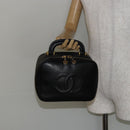 CHANEL COCO Mark Vanity Pouch Caviar Skin Black Gold CC Auth bs29781-23