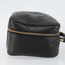 CHANEL COCO Mark Vanity Pouch Caviar Skin Black Gold CC Auth bs29781-3