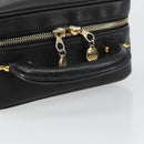 CHANEL COCO Mark Vanity Pouch Caviar Skin Black Gold CC Auth bs29781-7