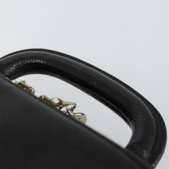 CHANEL COCO Mark Vanity Pouch Caviar Skin Black Gold CC Auth bs29781