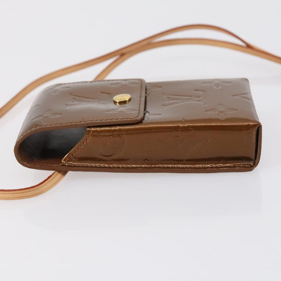 LOUIS VUITTON Monogram Vernis Green Cigarette Case Bronze M91156 Auth bs29785