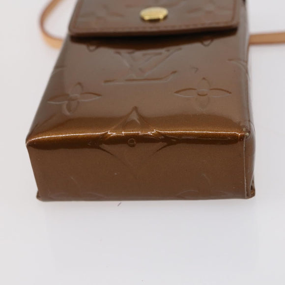 LOUIS VUITTON Monogram Vernis Green Cigarette Case Bronze M91156 Auth bs29785