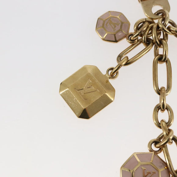 LOUIS VUITTON Porte Cles Cabochon Key Holder Gold Pink M66461 LV Auth bs29789