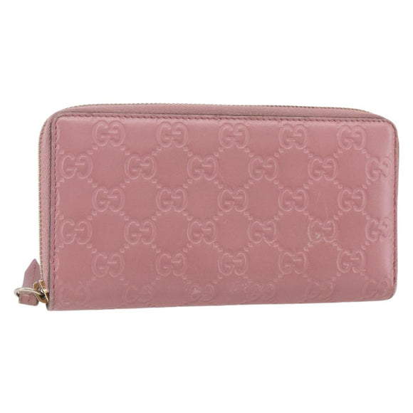GUCCI GG Canvas Guccissima Long Wallet Leather Pink 410102 203887 Auth bs29790