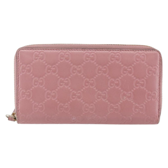 GUCCI GG Canvas Guccissima Long Wallet Leather Pink 410102 203887 Auth bs29790