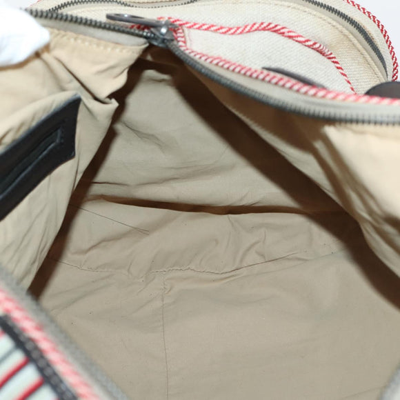 BOTTEGAVENETA Boston Bag Canvas Leather 2way Beige Auth bs29791