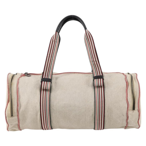 BOTTEGAVENETA Boston Bag Canvas Leather 2way Beige Auth bs29791