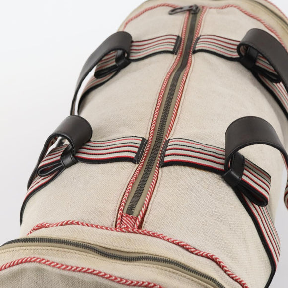 BOTTEGAVENETA Boston Bag Canvas Leather 2way Beige Auth bs29791