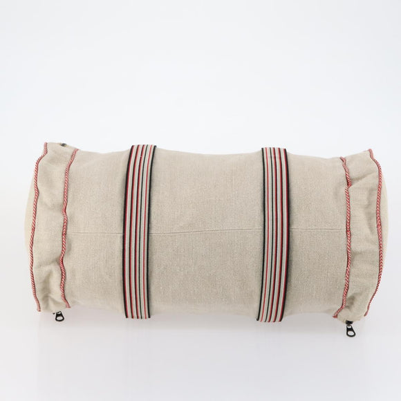 BOTTEGAVENETA Boston Bag Canvas Leather 2way Beige Auth bs29791