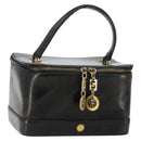 Gianni Versace Vanity Bag Leather Black Gold Auth bs29792-1