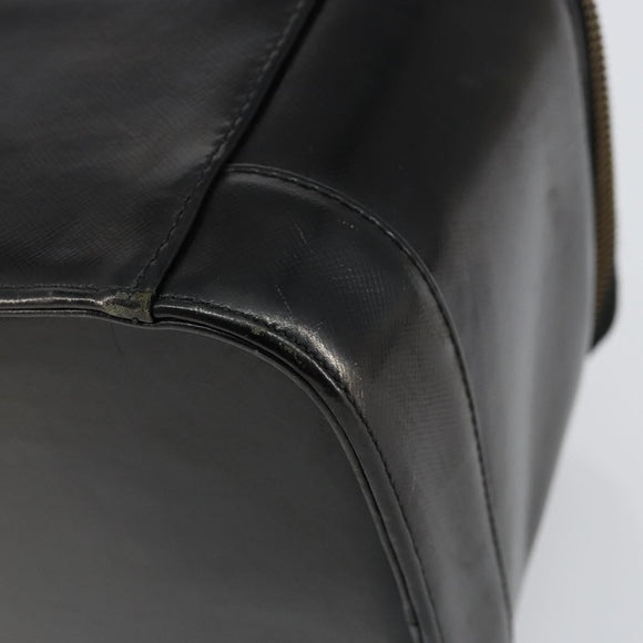 Gianni Versace Vanity Bag Leather Black Gold Auth bs29792