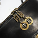 Gianni Versace Vanity Bag Leather Black Gold Auth bs29792-14