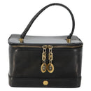 Gianni Versace Vanity Bag Leather Black Gold Auth bs29792-2
