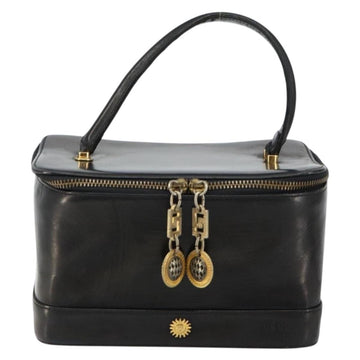Gianni Versace Vanity Bag Leather Black Gold Auth bs29792 - 0