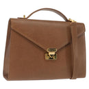VALENTINO Hand Bag Leather 2way Brown Gold Auth bs29793-1