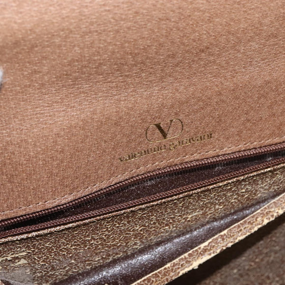 VALENTINO Hand Bag Leather 2way Brown Gold Auth bs29793