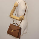 VALENTINO Hand Bag Leather 2way Brown Gold Auth bs29793-25