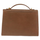 VALENTINO Hand Bag Leather 2way Brown Gold Auth bs29793-2