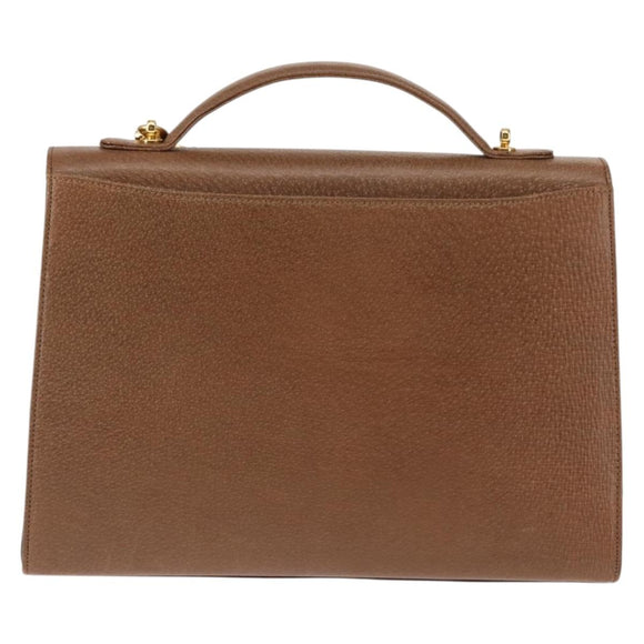 VALENTINO Hand Bag Leather 2way Brown Gold Auth bs29793