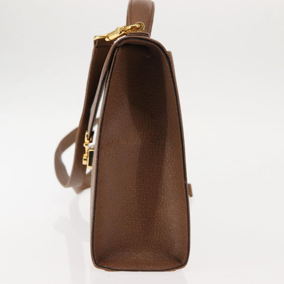 VALENTINO Hand Bag Leather 2way Brown Gold Auth bs29793
