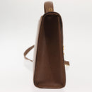 VALENTINO Hand Bag Leather 2way Brown Gold Auth bs29793-4